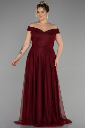 Длинное Свободное Вечернее Платье Бордовый ABU020