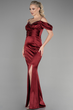 Длинное Вечернее Платье Русалка Бордовый ABU3241