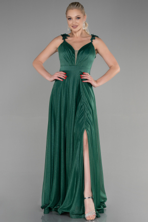 Длинное Вечернее Платье Изумрудно-зеленый ABU2307