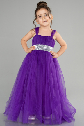 Длинное Девичье Платье Пурпурный ABU3031