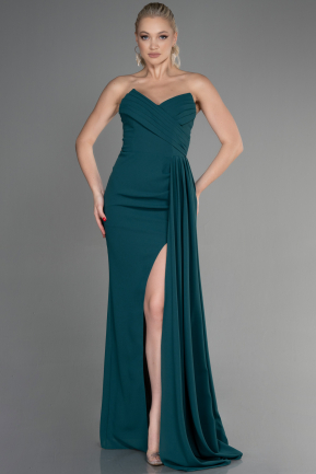 Длинное Выпускное Платье Изумрудно-зеленый ABU3344
