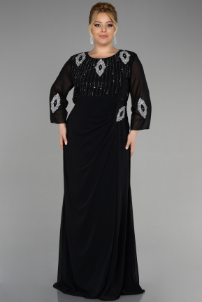Вечернее платье большого размера Длинный Сифон Черный ABU3487