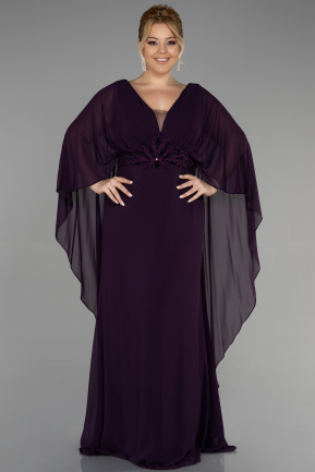 Вечернее платье большого размера Длинный Сифон Тёмно-пурпурный ABU3488