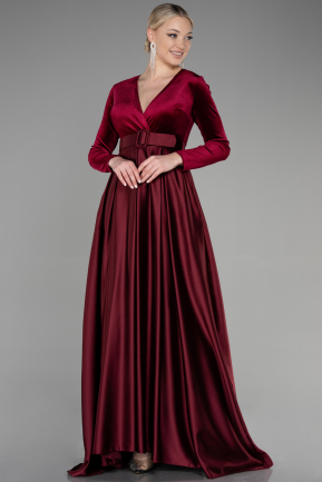 Длинное Вечернее Платье Бордовый ABU3388