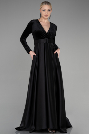 Длинное Вечернее Платье Черный ABU3388