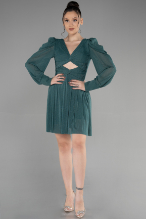 Короткое Платье На Приглашение Изумрудно-зеленый ABK1839