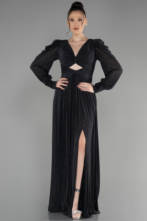 Длинное Вечернее Платье Черный ABU3103