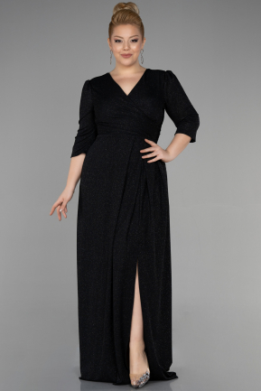 Вечернее платье большого размера Длинный Черный ABU3504