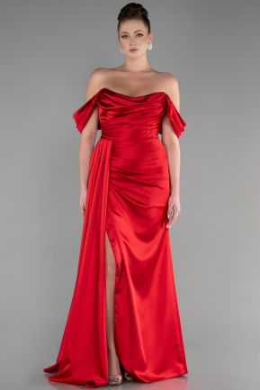 Платья на Выпускной Длинный Атласный Красный ABU3514