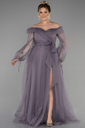 Длинное Свободное Вечернее Платье Лавандовый ABU1535