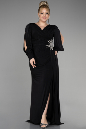 Платье для помолвки большого размера Длинный Черный ABU3578