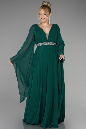 Вечернее платье большого размера Длинный Сифон Изумрудно-зеленый ABU3543