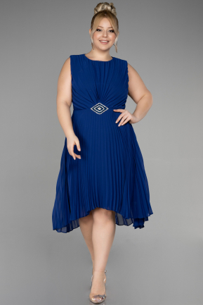 Платье для приглашения большого размера Миди Сифон Ярко-синий ABK1953