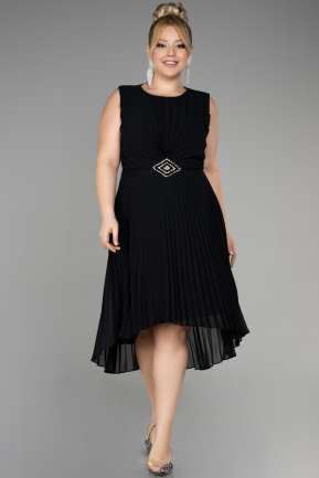 Платье для приглашения большого размера Миди Сифон Черный ABK1953