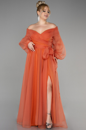 Длинное Свободное Вечернее Платье Оранжевый ABU1535