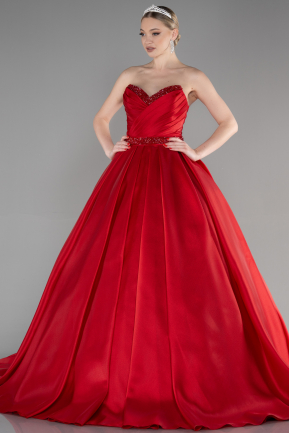 Платье для помолвки большого размера Длинный Красный ABU3619