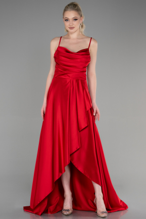 Длинное Атласное Выпускное Платье красный ABU3242