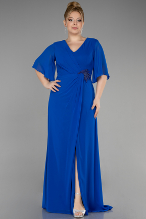 вечернее платье большого размера Длинный Сифон Ярко-синий ABU3592