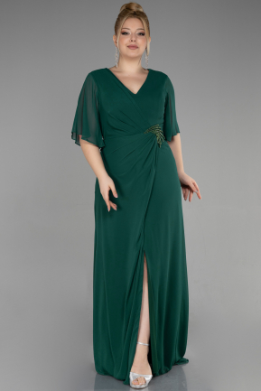 вечернее платье большого размера Длинный Сифон Изумрудно-зеленый ABU3592