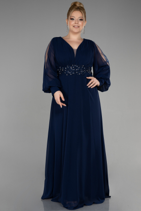Вечернее платье большого размера Длинный Сифон Темно-синий ABU3644