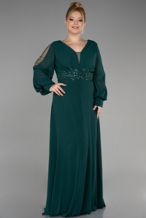 Вечернее платье большого размера Длинный Сифон Изумрудно-зеленый ABU3644