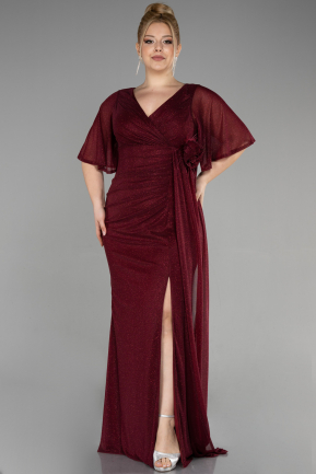 вечернее платье большого размера Длинный Бордовый ABU3646