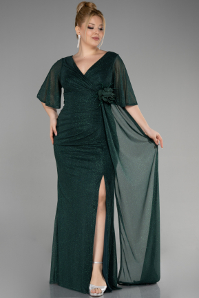 вечернее платье большого размера Длинный Изумрудно-зеленый ABU3646