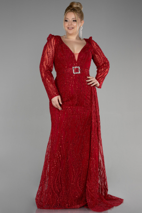 Платье для помолвки большого размера Длинный Красный ABU3562