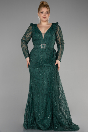 Платье для помолвки большого размера Длинный Изумрудно-зеленый ABU3562