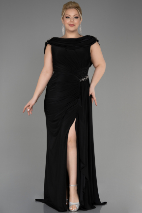 Платье для помолвки большого размера Длинный Черный ABU3734