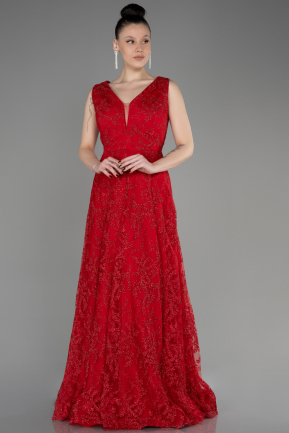 Вечернее Платье Большого Размера Длинный красный ABU3549