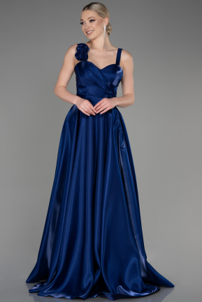 Платье для помолвки большого размера Длинный Темно-синий ABU3752