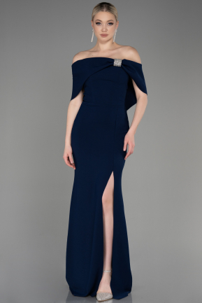 вечернее платье большого размера Длинный Темно-синий ABU3945