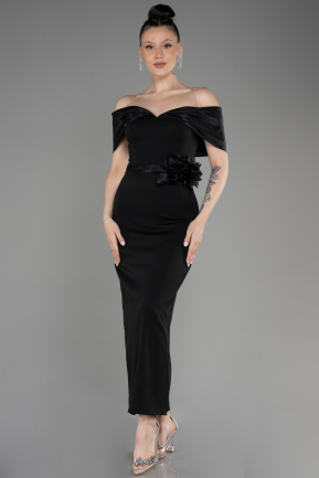 Платье для приглашения большого размера Миди Черный ABK2015