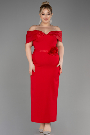 Платье для приглашения большого размера Миди Красный ABK2015