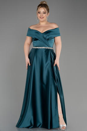 Свадебное платье большого размера Длинный Атласный Изумрудно-зеленый ABU3801