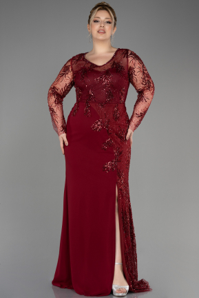 Вечернее платье большого размера Длинный Сифон Бордовый ABU3843
