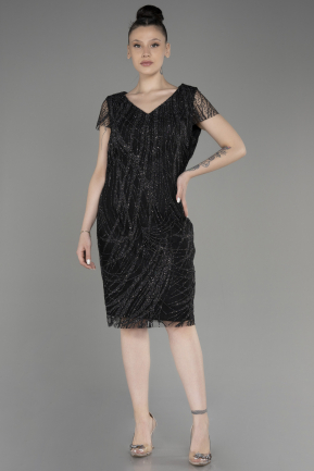 Платье для приглашения большого размера Миди Черный ABK2050