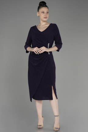 Платье Для Приглашения Большого Размера Миди Тёмно-пурпурный ABK1950