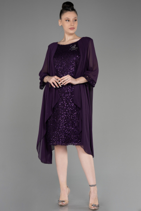 Платье для приглашения большого размера Миди Сифон Тёмно-пурпурный ABK2052