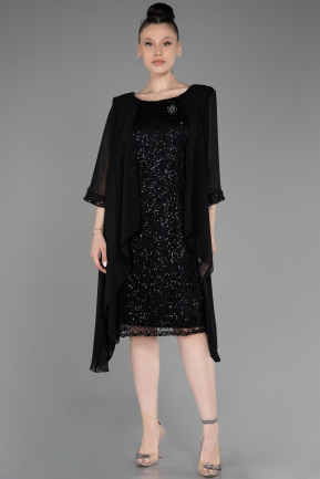 Платье для приглашения большого размера Миди Сифон Черный ABK2052