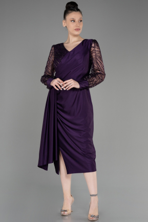 Платье для приглашения большого размера Миди Тёмно-пурпурный ABK2053