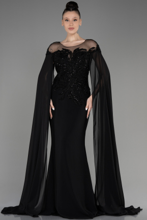 Black Special Design Evening Dress With Shawl ABU3870