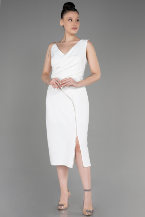 вечернее платье большого размера Миди Белый ABK2059