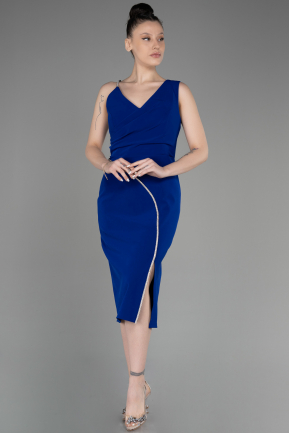 вечернее платье большого размера Миди Ярко-синий ABK2059