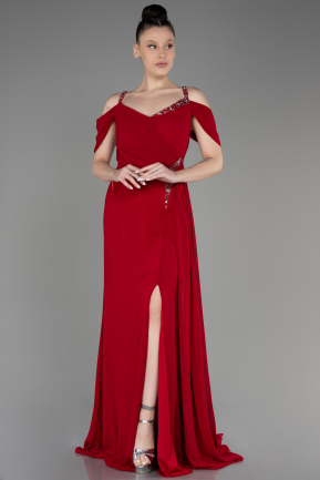 Вечернее Платье Большого Размера Сифон Длинный красный ABU3742