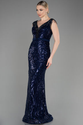 Платье для помолвки большого размера Длинный Темно-синий ABU3876