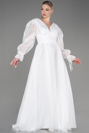 Длинное Вечернее Платье Белый ABU1951
