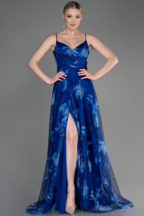Платье на выпускной большого размера Длинный Ярко-синий ABU3889