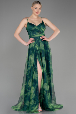 Платье на выпускной большого размера Длинный Зеленый ABU3889